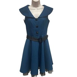 Voodoo Vixen mod retro pinup dress textured tulle lined womens Small